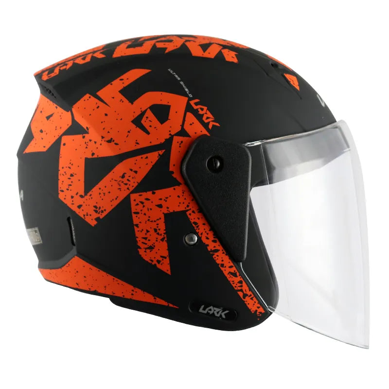 VEGA Lark Victor Dull Black Orange Half Face Helmet