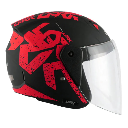 VEGA Lark Victor Dull Black Red Half Face Helmet
