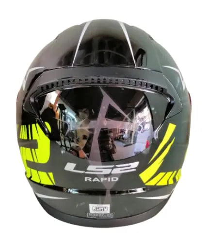 LS2 353 Rapid Cromo Gloss Black H V Yellow Full Face Helmet