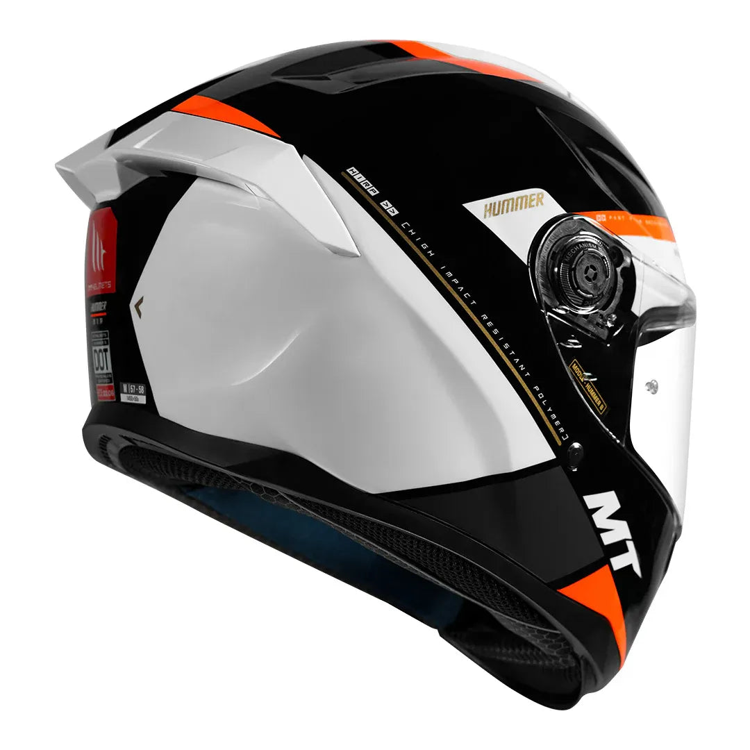 MT Helmets Mt Hummer B Mir C14 Fl Orange Full Face Helmet