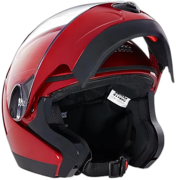 STUDDS Ninja 2G Cherry Red Fu Flip Up Helmet