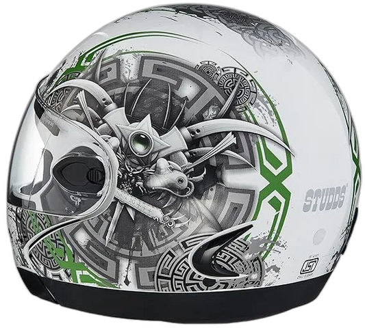 STUDDS Ninja 2G D1 White N3 Fu Flip Up Helmet