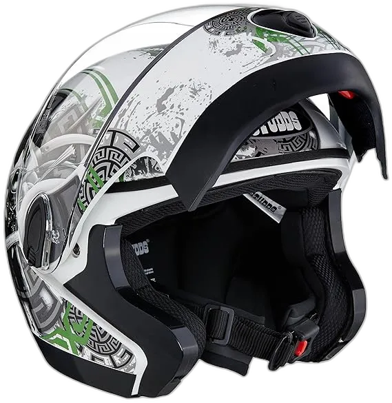 STUDDS Ninja 2G D1 White N3 Fu Flip Up Helmet