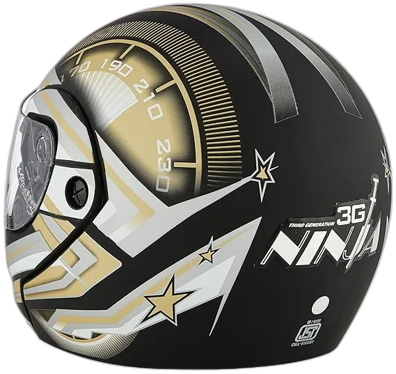 STUDDS Ninja 3G D1 Matt Black N12 Fu Flip Up Helmet