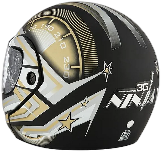 STUDDS Ninja 3G D1 Matt Black N12 Fu Flip Up Helmet