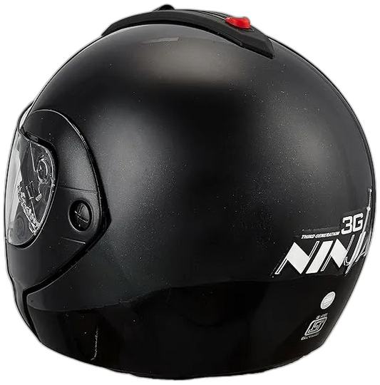 STUDDS Ninja 3G Double Visor Black Fu Flip Up Helmet