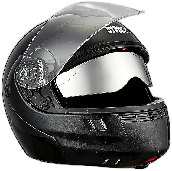 STUDDS Ninja 3G Double Visor Black Fu Flip Up Helmet