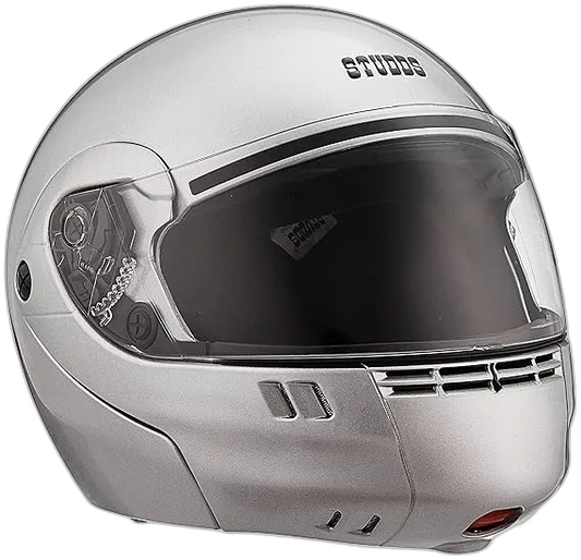 STUDDS Ninja 3G Eco Silver Grey Fu Flip Up Helmet