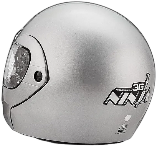 STUDDS Ninja 3G Eco Silver Grey Fu Flip Up Helmet
