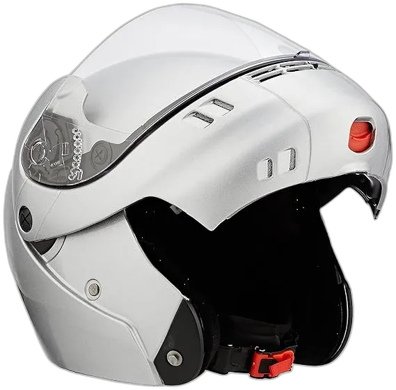 STUDDS Ninja 3G Eco Silver Grey Fu Flip Up Helmet