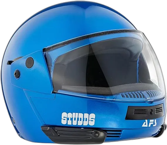 STUDDS Ninja Pastel Plain Flame Blue Fu Flip Up Helmet