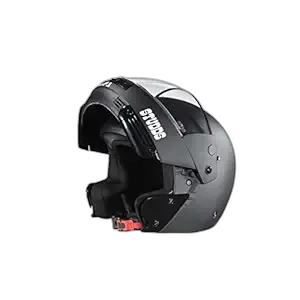 STUDDS Ninja Pastel Plain Matt Black Fu Flip Up Helmet