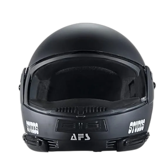 STUDDS Ninja Pastel Plain Matt Black Fu Flip Up Helmet