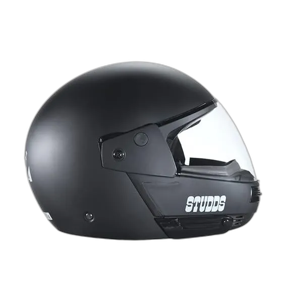 STUDDS Ninja Pastel Plain Matt Black Fu Flip Up Helmet