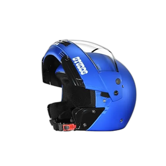 STUDDS Ninja Pastel Plain Matt Blue Fu Flip Up Helmet