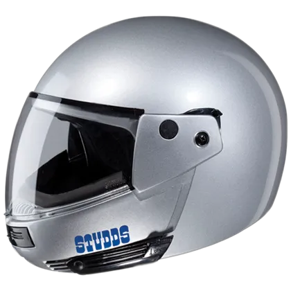 STUDDS Ninja Pastel Plain Silver Grey Fu Flip Up Helmet