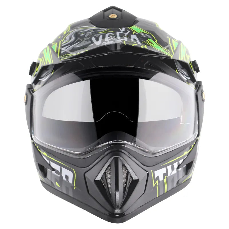 VEGA Thunder Black Green Off Road Helmet
