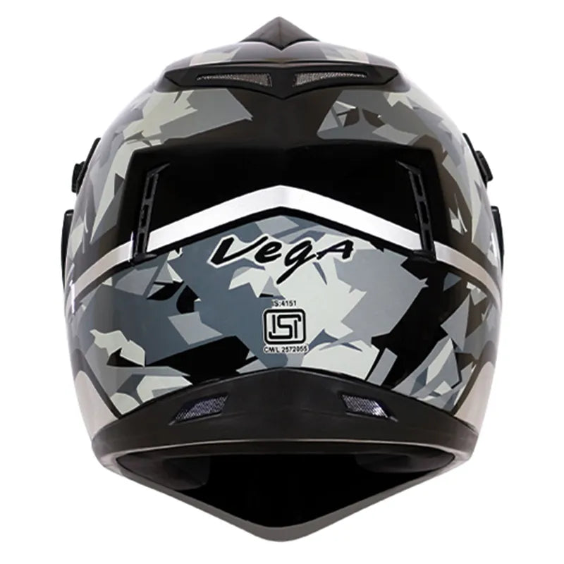 VEGA Camo Dull Black Silver Off Road Helmet