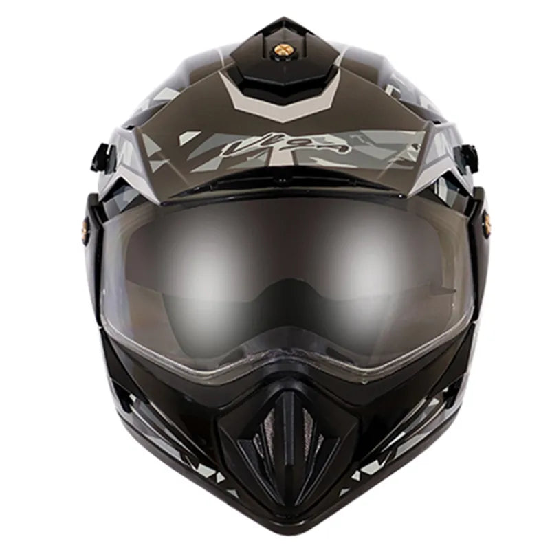 VEGA Camo Dull Black Silver Off Road Helmet