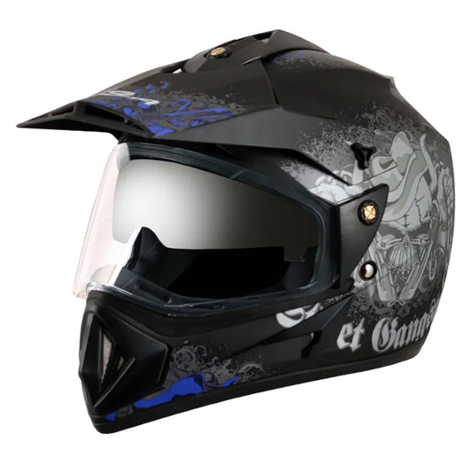 VEGA Gangster Dull Black Blue Off Road Helmet