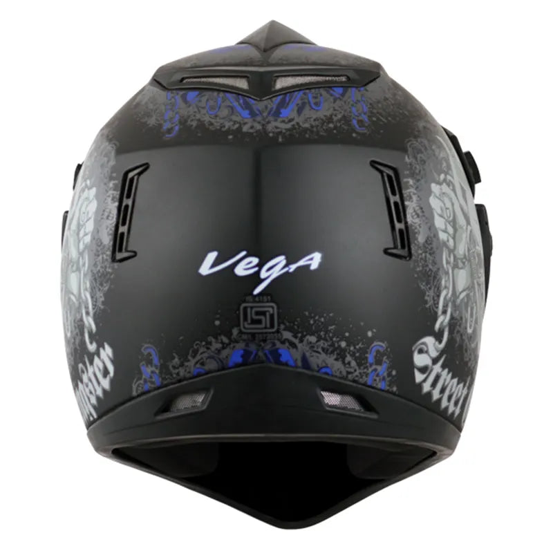 VEGA Gangster Dull Black Blue Off Road Helmet