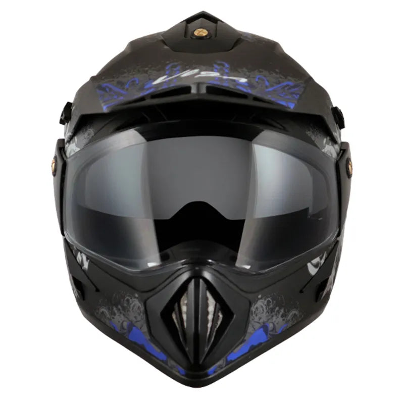VEGA Gangster Dull Black Blue Off Road Helmet