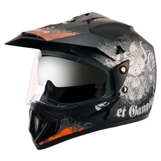 VEGA Gangster Dull Black Orange Off Road Helmet