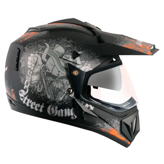 VEGA Gangster Dull Black Orange Off Road Helmet