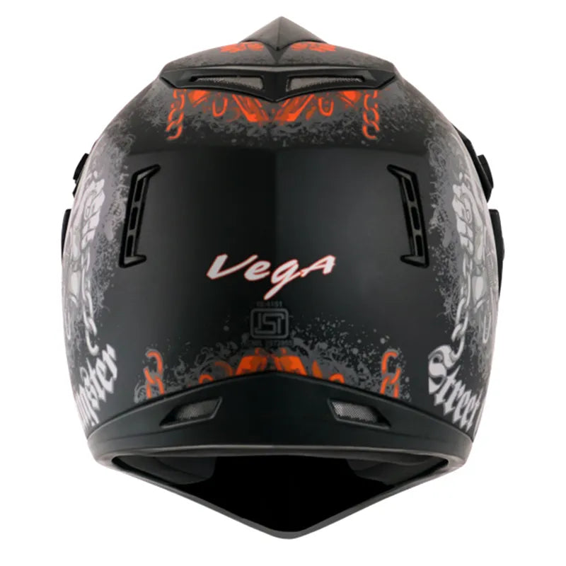 VEGA Gangster Dull Black Orange Off Road Helmet