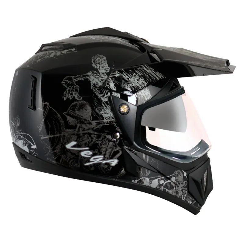 VEGA Sketch Black Silver Off Road Helmet