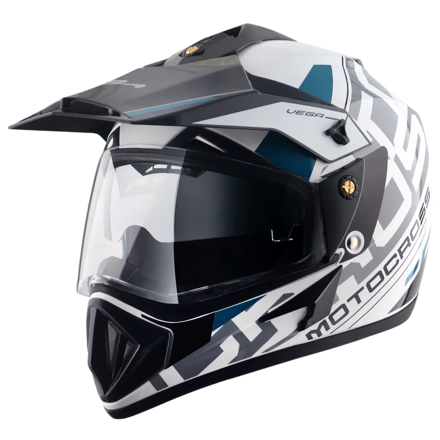 VEGA Motocross White Black Off Road Helmet