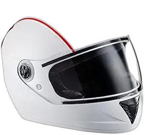 STUDDS Professional White With Red Strip Full Face Helmet