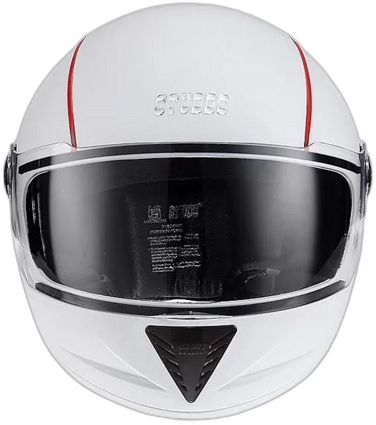 STUDDS Professional White With Red Strip Full Face Helmet