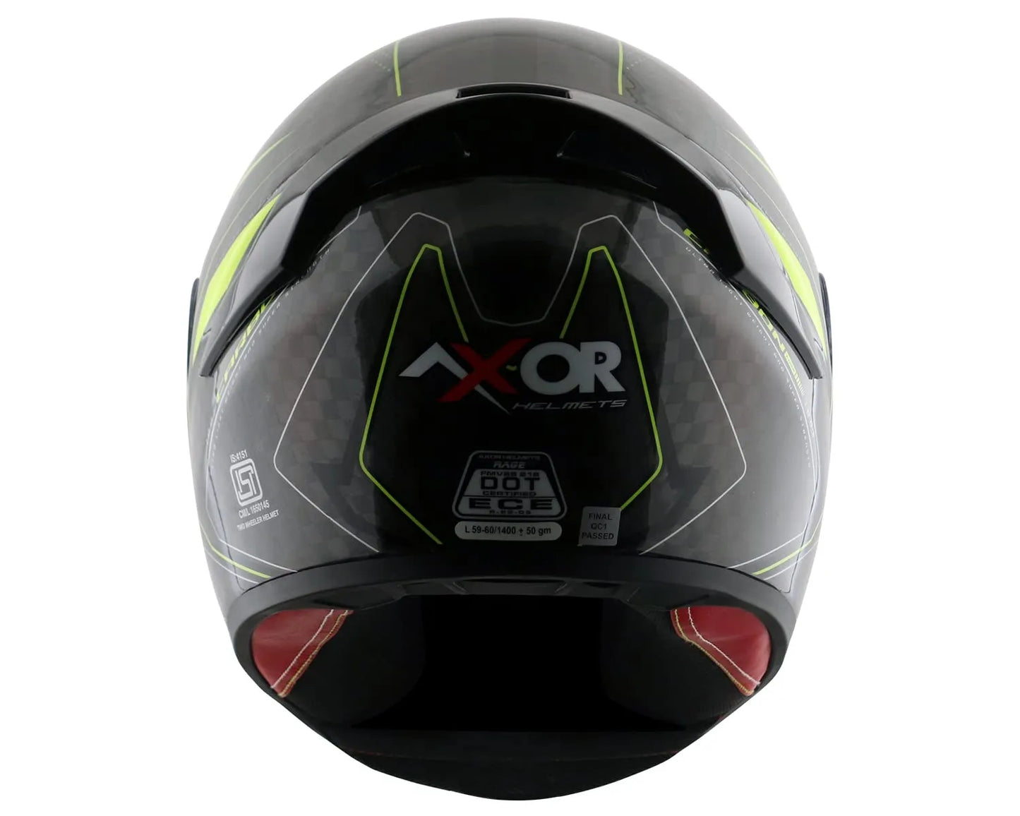 AXOR Rage Carbon Warfare Big Checks Neon Yellow Full Face Helmet