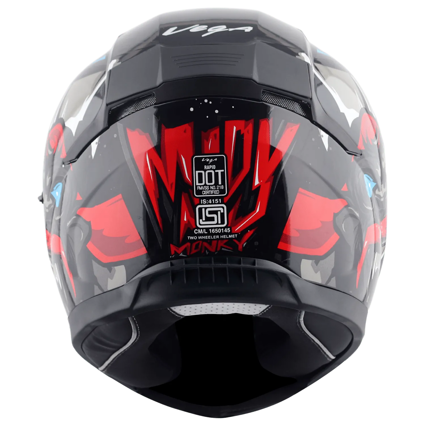 VEGA Rapid Dx Mandy Monkey Black Red Full Face Helmet