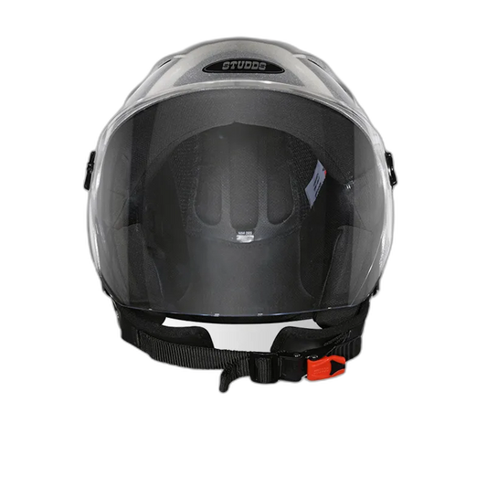 STUDDS Ray Super Silver Grey Half Face Helmet
