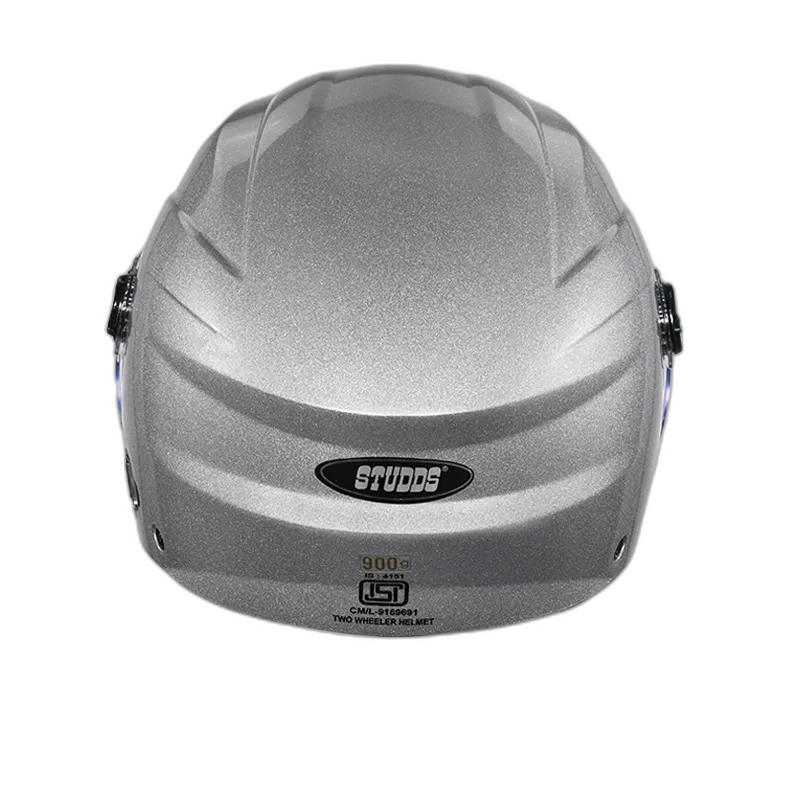 STUDDS Ray Super Silver Grey Half Face Helmet