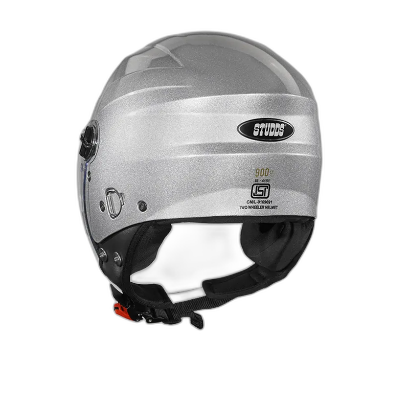 STUDDS Ray Super Silver Grey Half Face Helmet