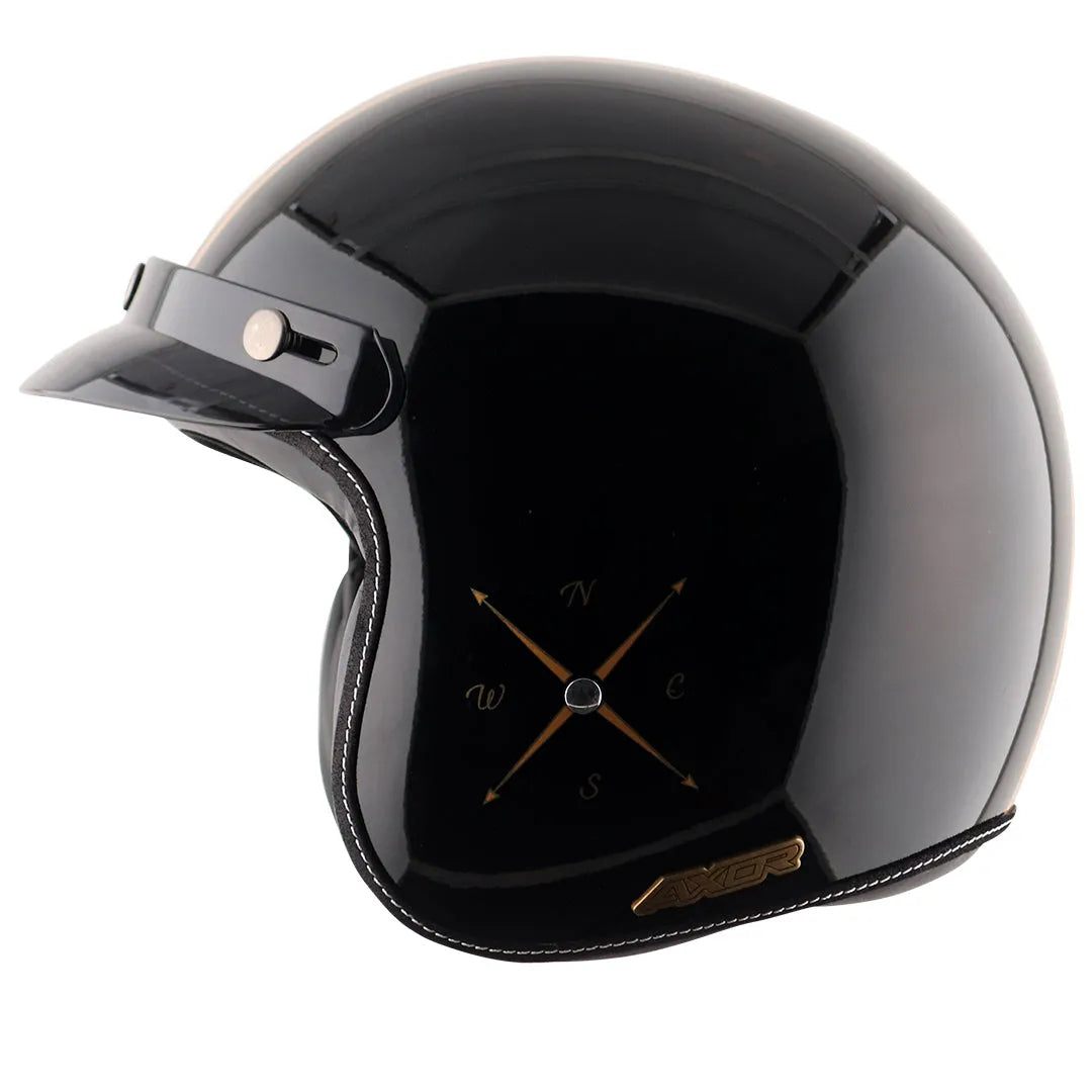 AXOR Retro Jet Euro Globe Black Half Face Helmet