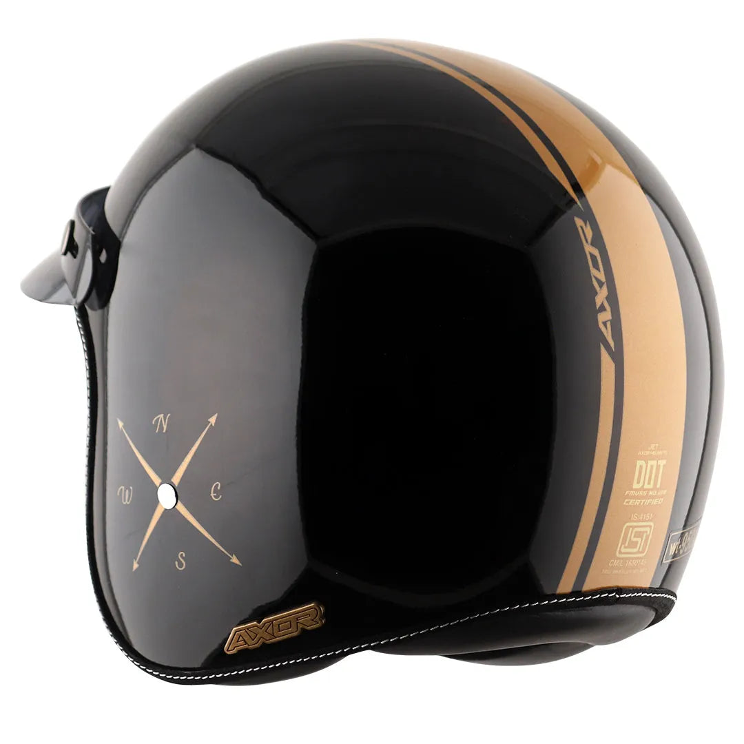 AXOR Retro Jet Euro Globe Black Half Face Helmet