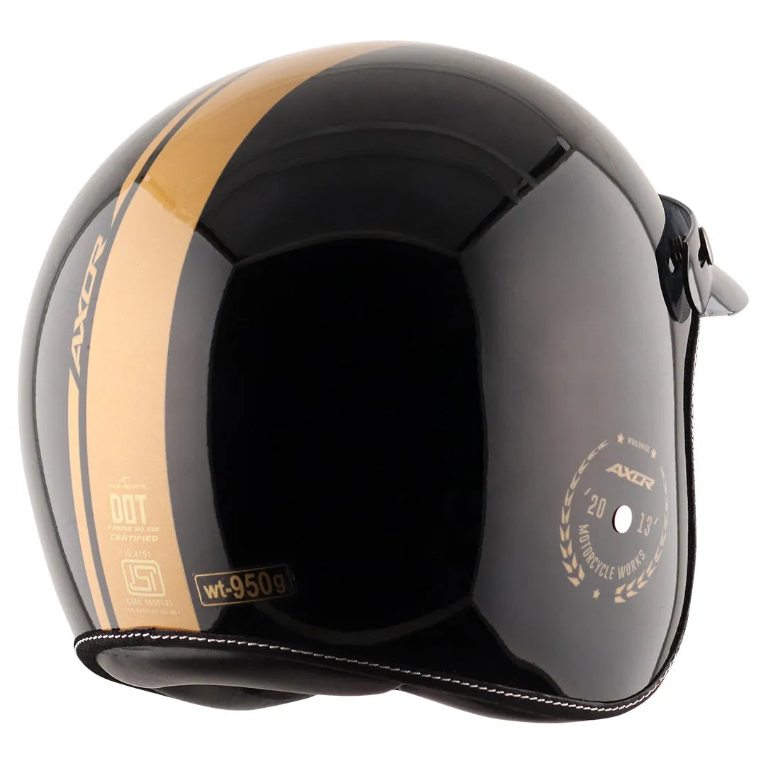 AXOR Retro Jet Euro Globe Black Half Face Helmet