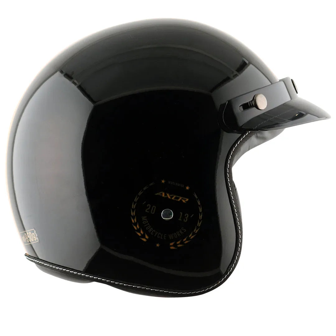 AXOR Retro Jet Euro Globe Black Half Face Helmet