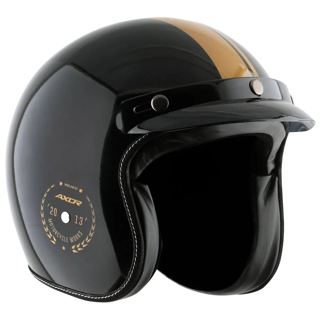 AXOR Retro Jet Euro Globe Black Half Face Helmet