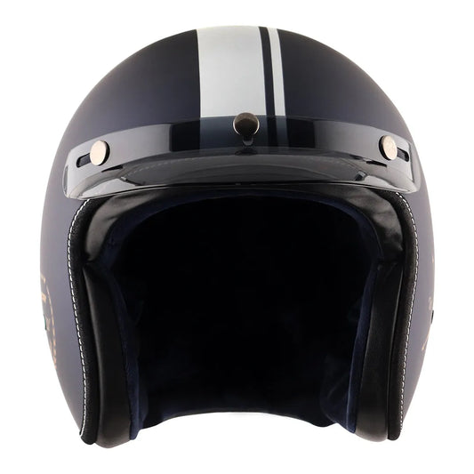 AXOR Retro Jet Euro Globe Dull Royal Blue Half Face Helmet
