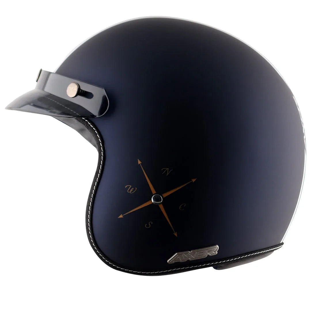 AXOR Retro Jet Euro Globe Dull Royal Blue Half Face Helmet