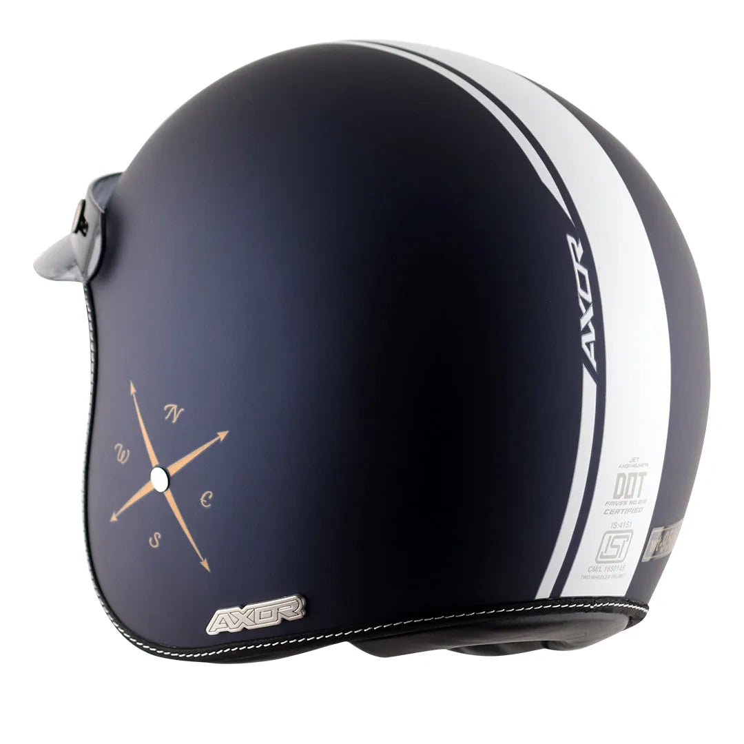 AXOR Retro Jet Euro Globe Dull Royal Blue Half Face Helmet