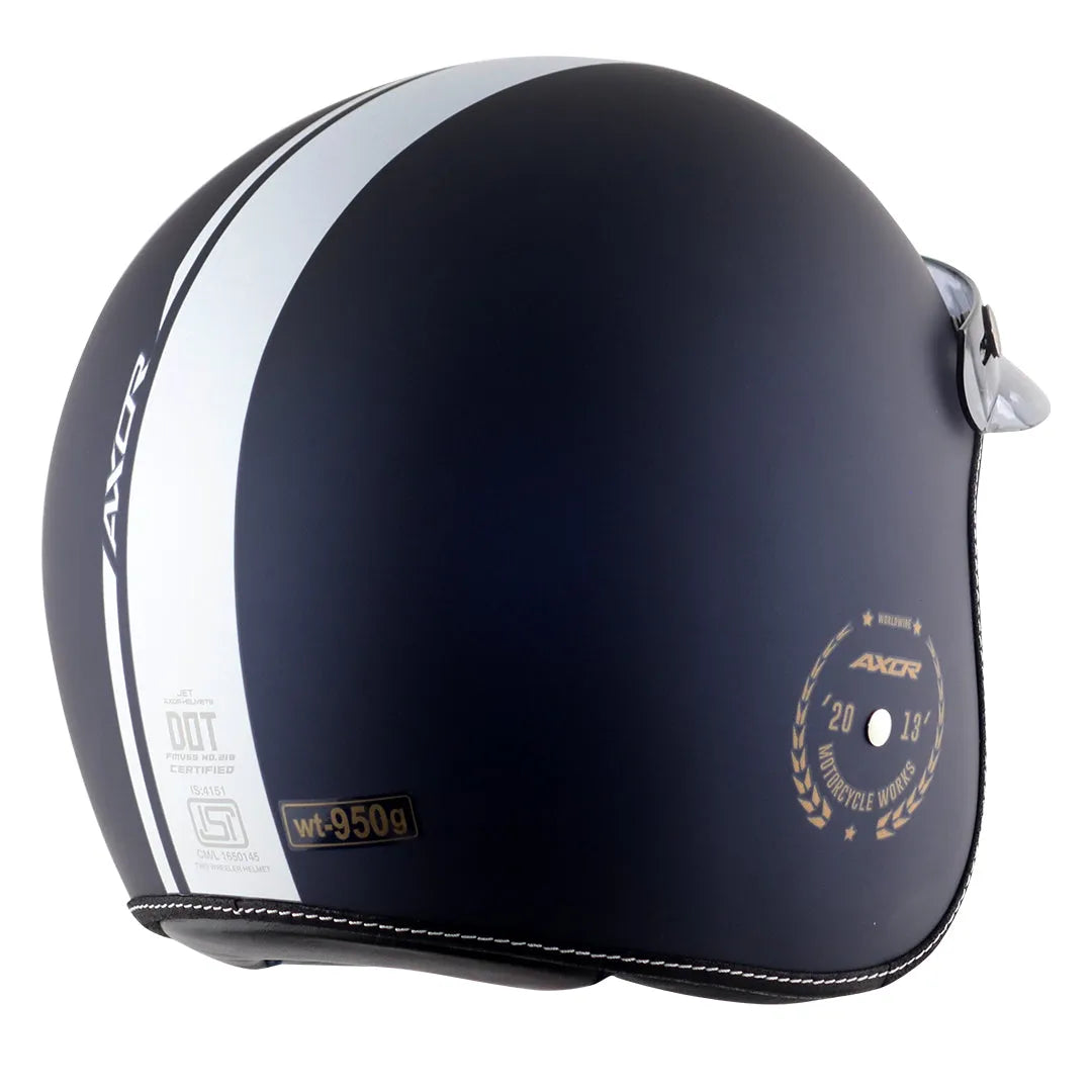 AXOR Retro Jet Euro Globe Dull Royal Blue Half Face Helmet
