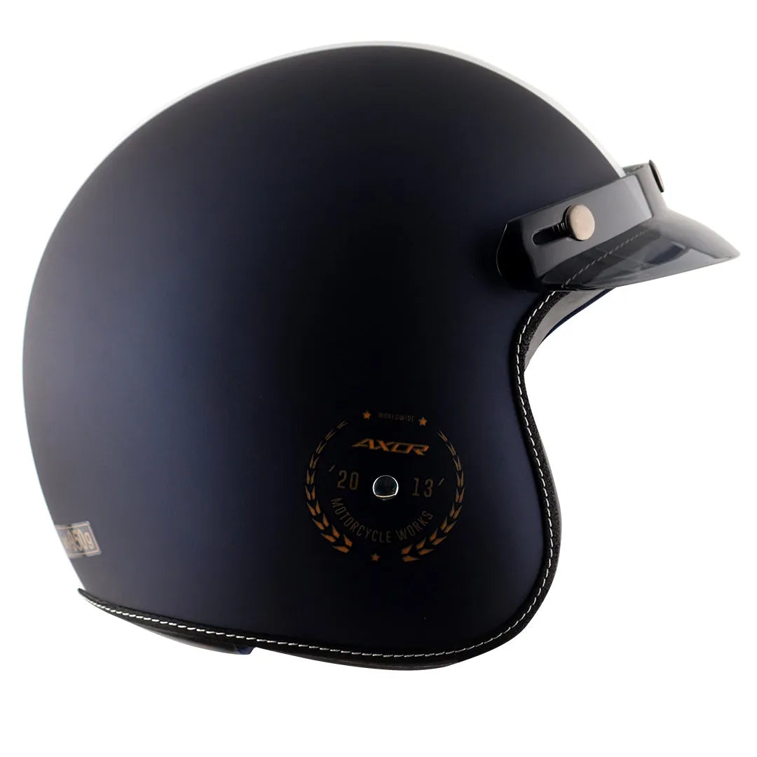 AXOR Retro Jet Euro Globe Dull Royal Blue Half Face Helmet