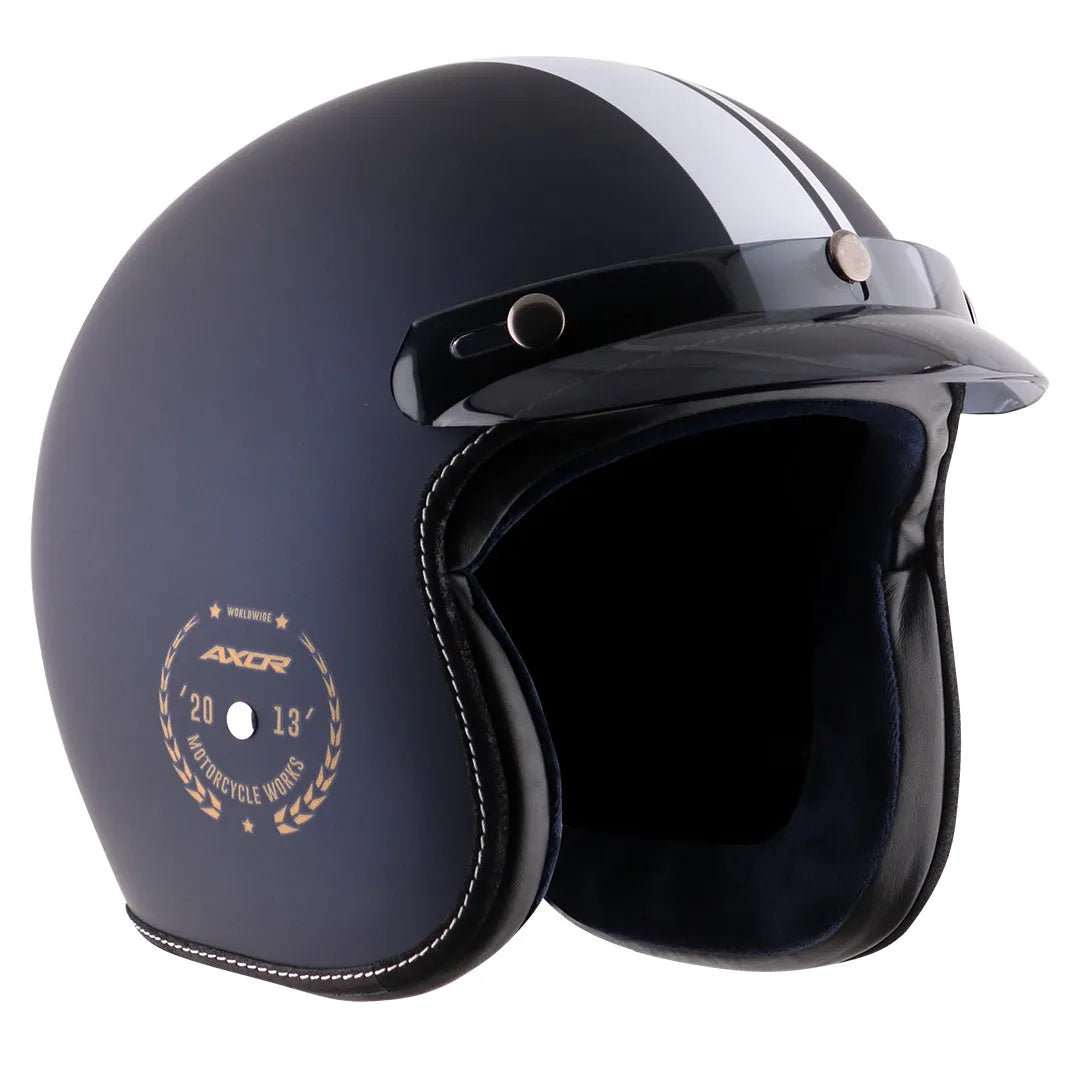 AXOR Retro Jet Euro Globe Dull Royal Blue Half Face Helmet