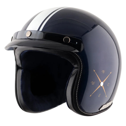 AXOR Retro Jet Euro Globe Royal Blue Half Face Helmet
